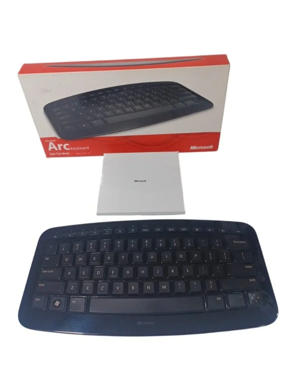 Microsoft Arc Wireless Keyboard 1392 Black w/ USB Dongle - No Batteries - Tested